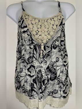 Venezia Floral Crochet Lace Trim Tank Top 28W 4X